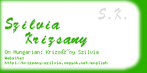 szilvia krizsany business card